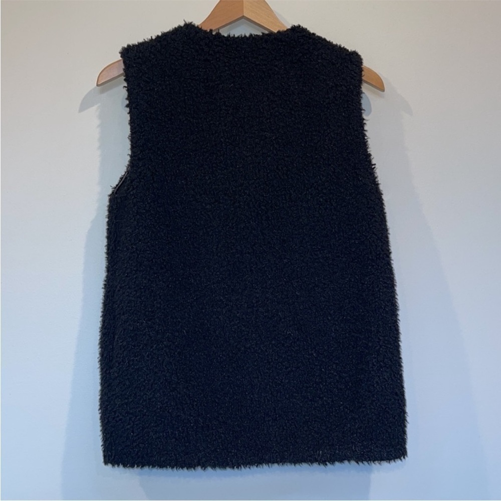 Aritzia Wilfred Chatou  black sherpa  long line zip up  vest xs - Picture 6 of 7